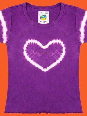UNIF Purple Tie-Dye Heart Short Sleeve Tee